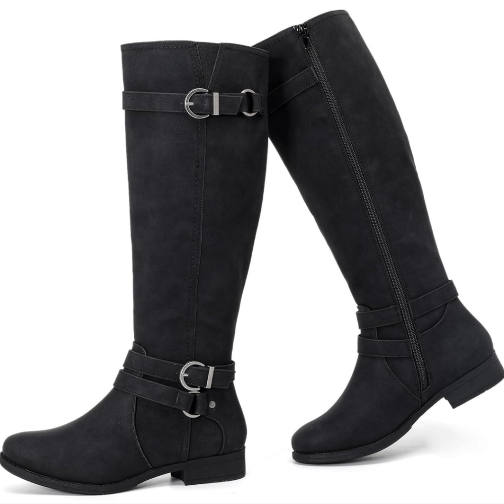 Ruiee knee high boots 8.5 Medium Width  woman's black side zipper boots